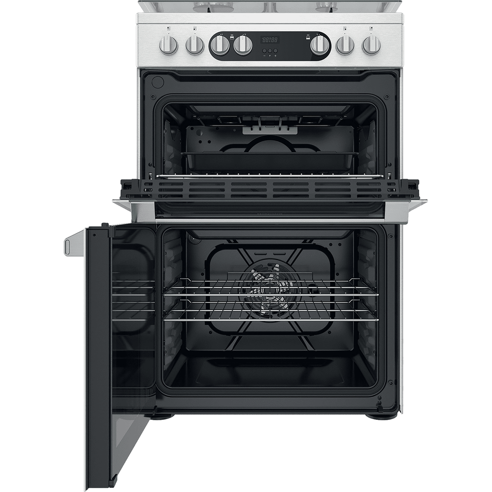 Hotpoint HDM67G9C2CX/U 60cm Freestanding Dual Fuel Cooker - Silver