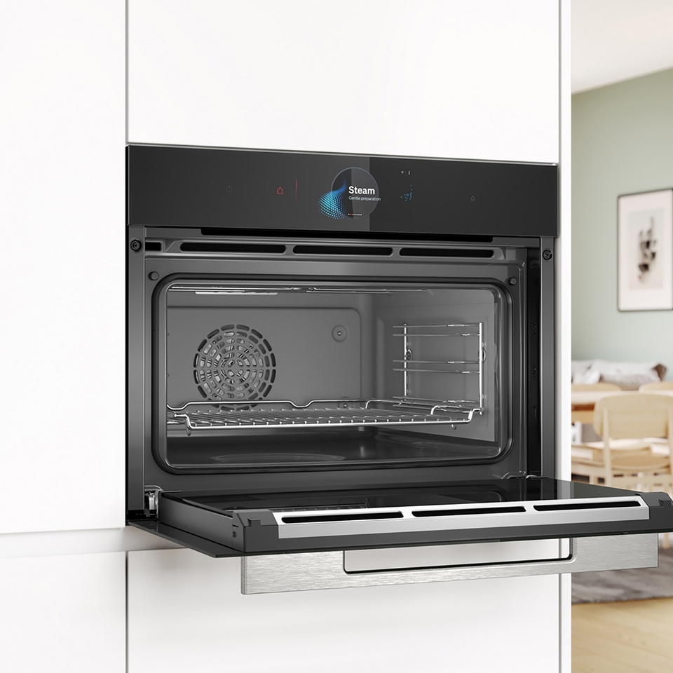 Bosch Series 8 CSG7584B1 Built In Compact Electric Single Oven with Steam Function - Black