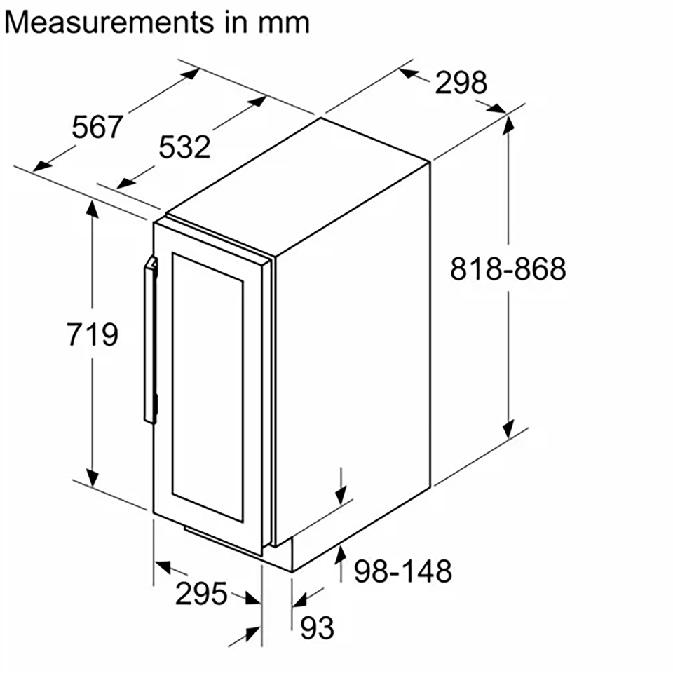 Bosch KUW20VHF0G Built In Wine Cooler Black Homebase