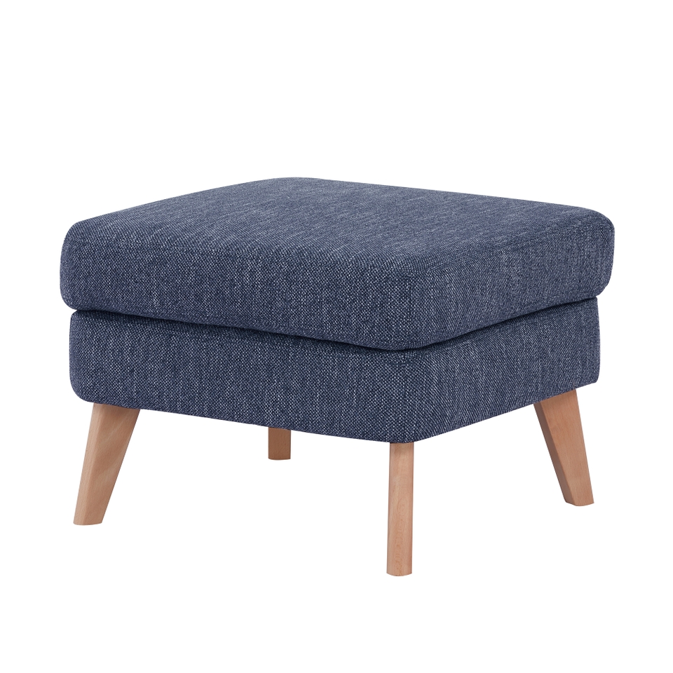 Watson Woven Fabric Footstool - Denim Blue