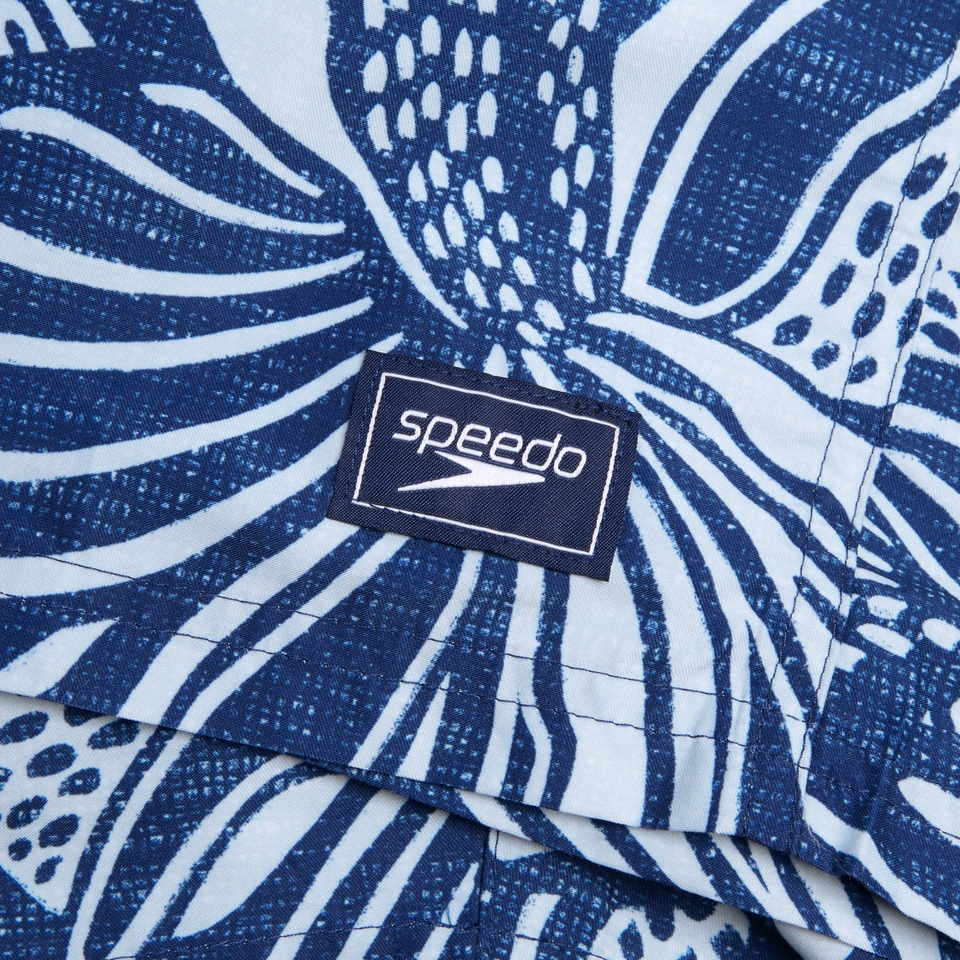 Herren Freizeit-Badeshorts mit Print, 18 Zoll Blau
