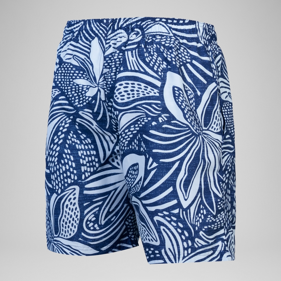Herren Freizeit-Badeshorts mit Print, 18 Zoll Blau