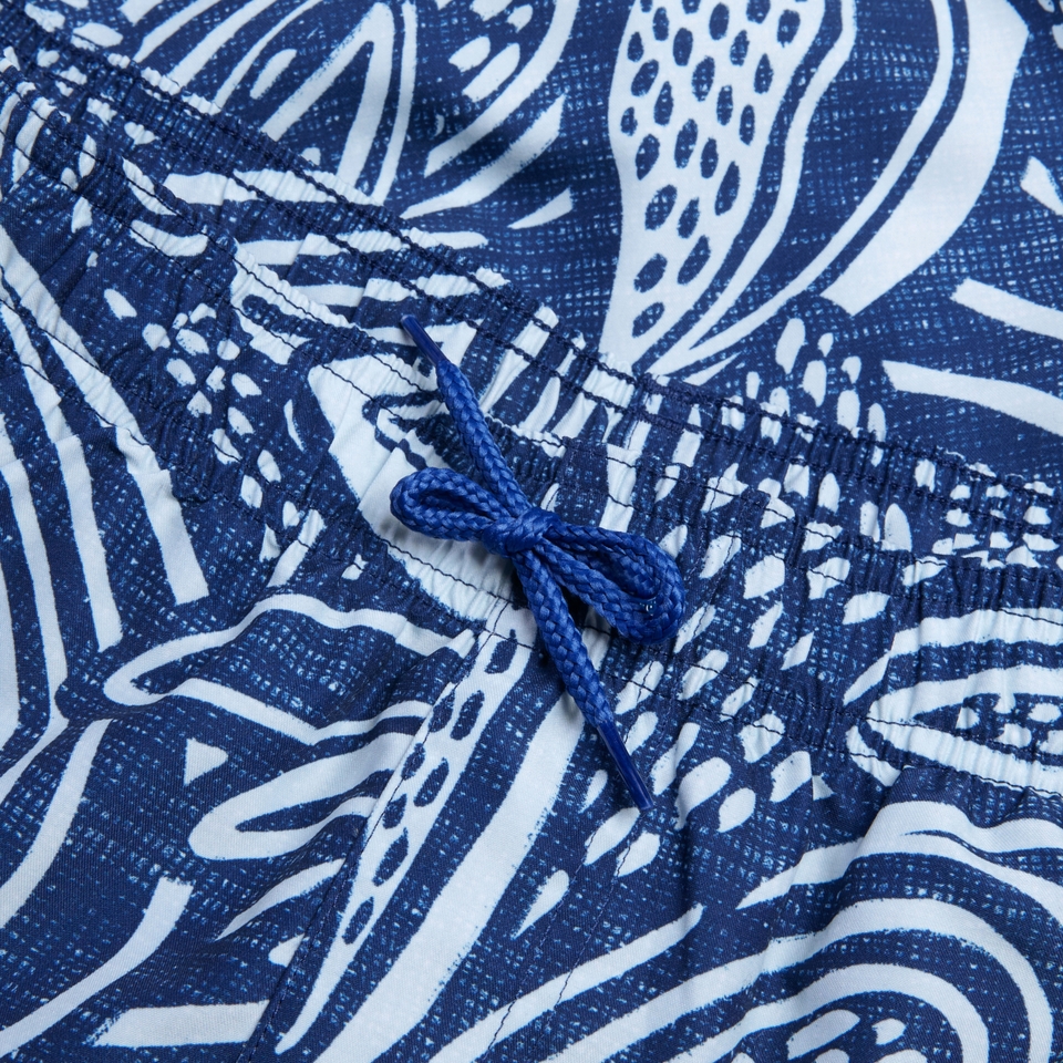 Herren Freizeit-Badeshorts mit Print, 18 Zoll Blau