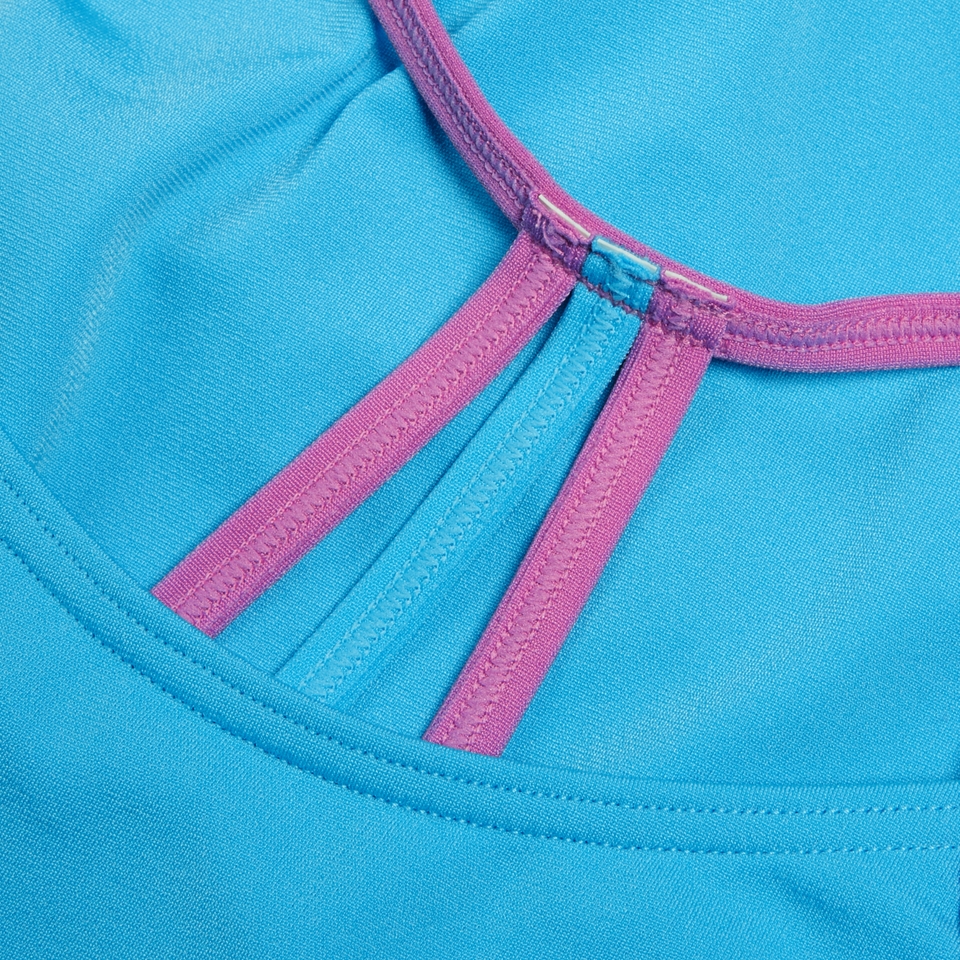 Mädchen Einfarbiger Lane Lineback Badeanzug Blau