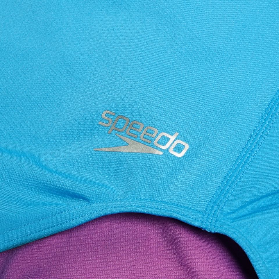 Mädchen Einfarbiger Lane Lineback Badeanzug Blau