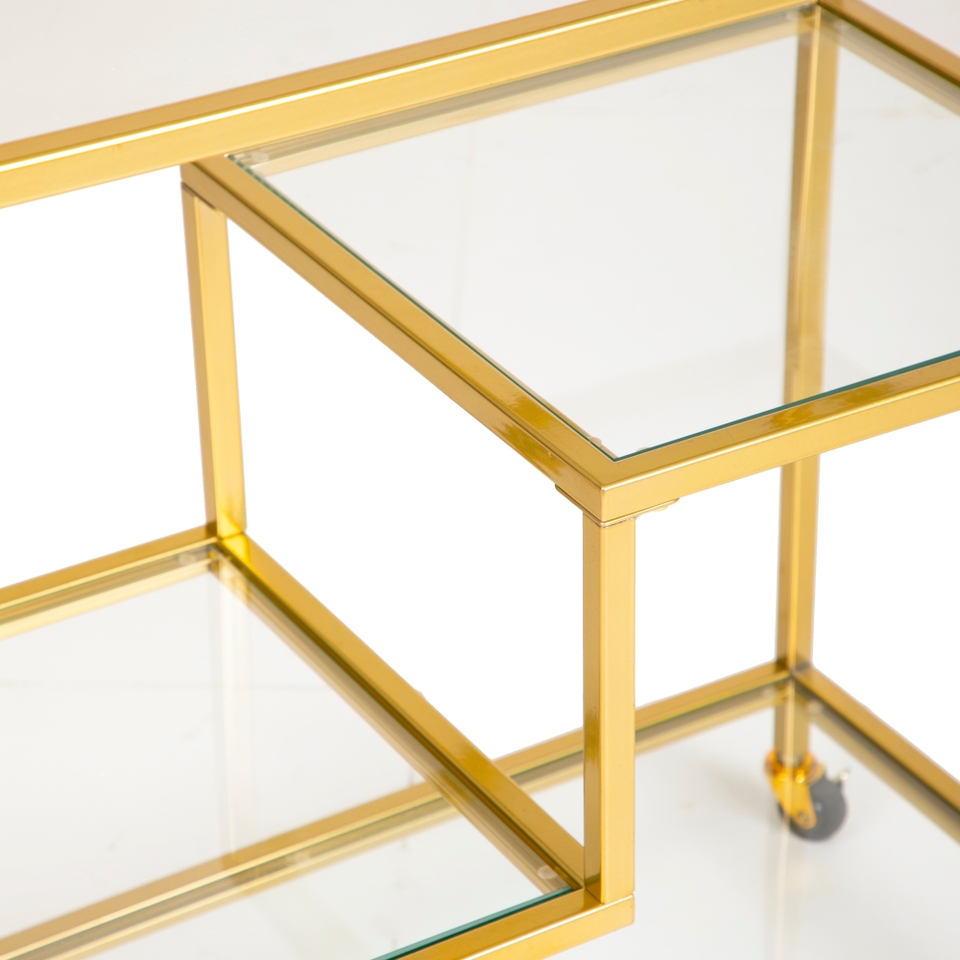 Ophelia Glass & Gold Metal Drinks Trolley - Image 6