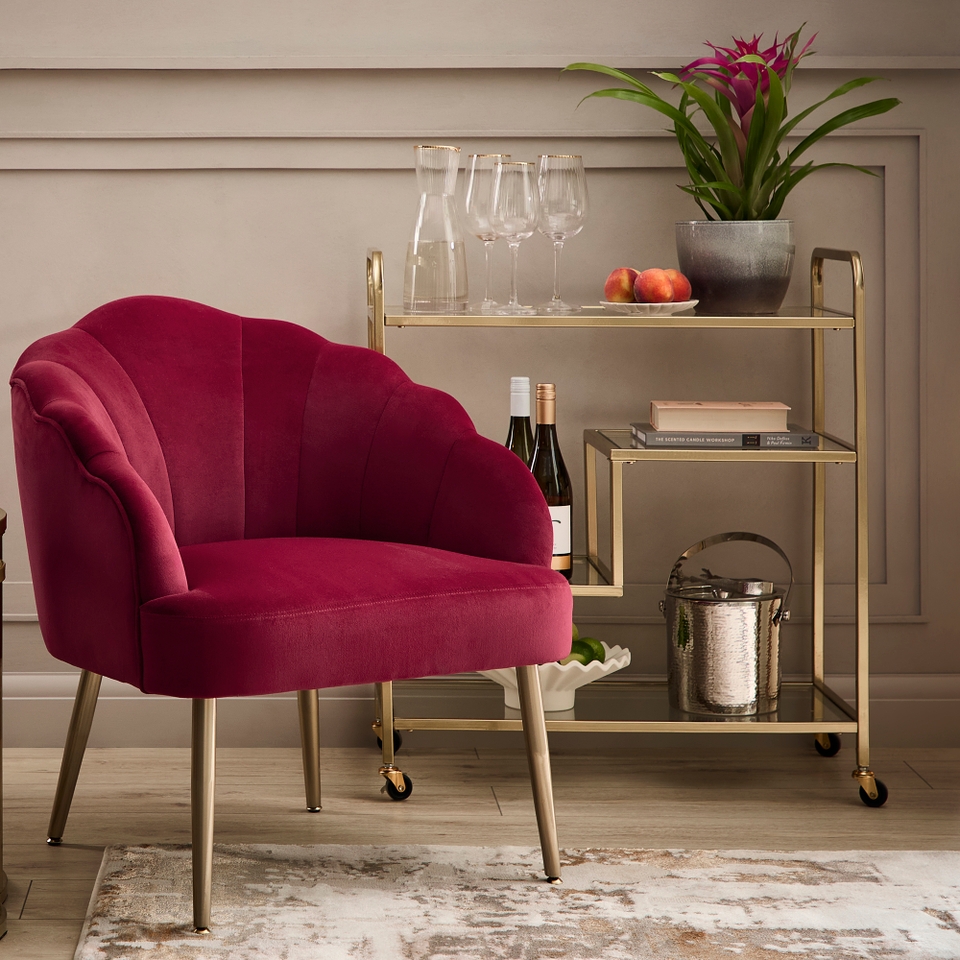Ophelia Glass & Gold Metal Drinks Trolley