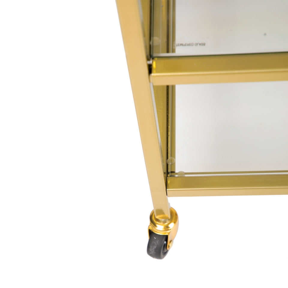 Ophelia Glass & Gold Metal Drinks Trolley - Image 7