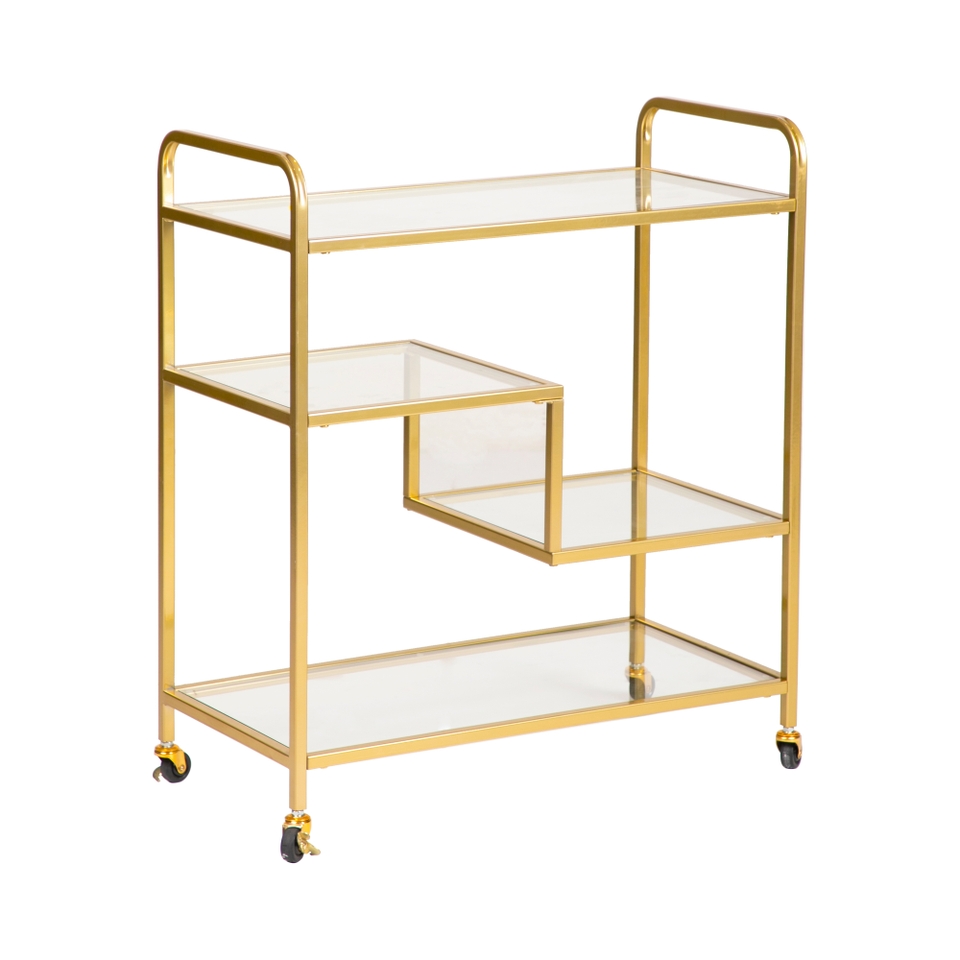 Ophelia Glass & Gold Metal Drinks Trolley - Image 3