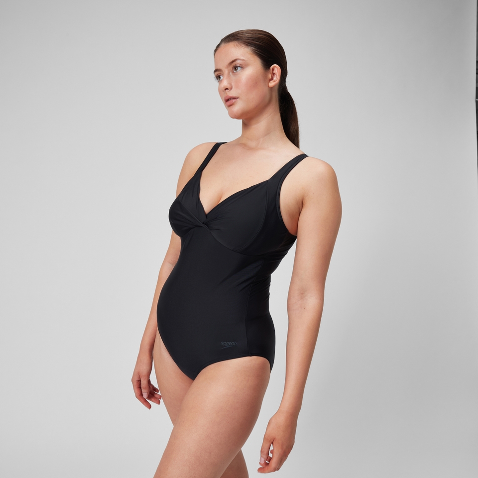 Maillot de bain 1 pièce galbant noué croisé pour Femmes Noir