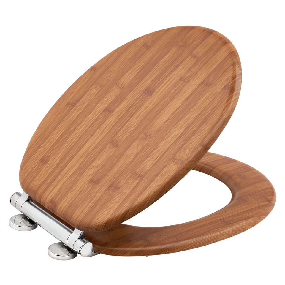 Aqualona Wooden Soft Close Toilet Seat Bamboo Effect Homebase