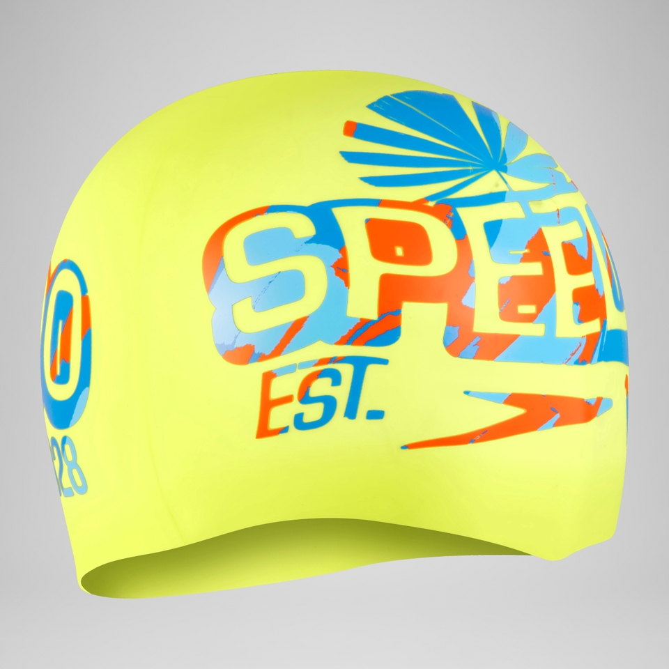 Silikon-Badekappe mit Print Zitronenniesel/Pictonblau/Punschblau
