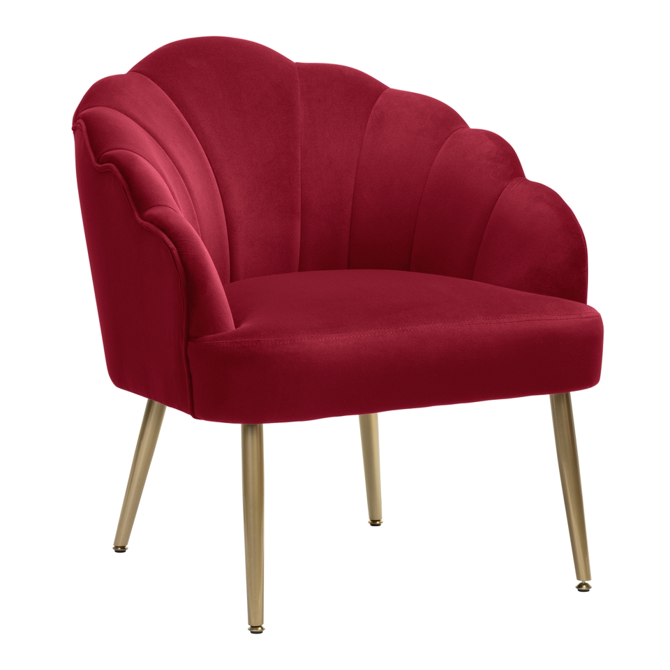 Sophia Velvet Scallop Accent Chair - Raspberry