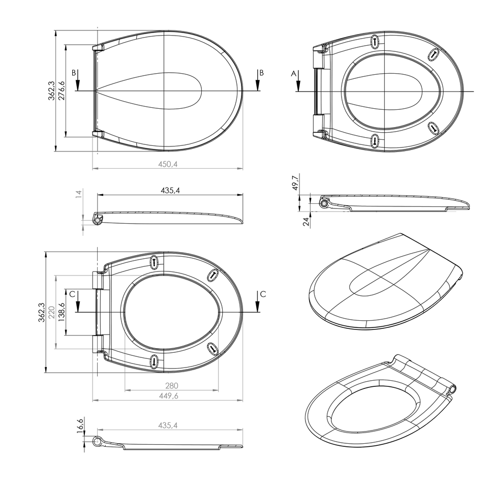 Cedo Plastic Oval Soft Close Toilet Seat White White Homebase