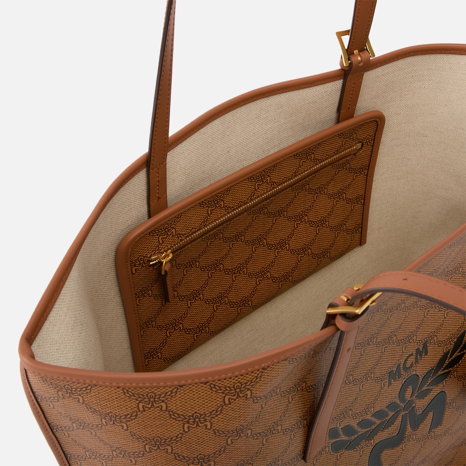 MCM Himmel Canvas Coated Leather Medium Shopper Bag