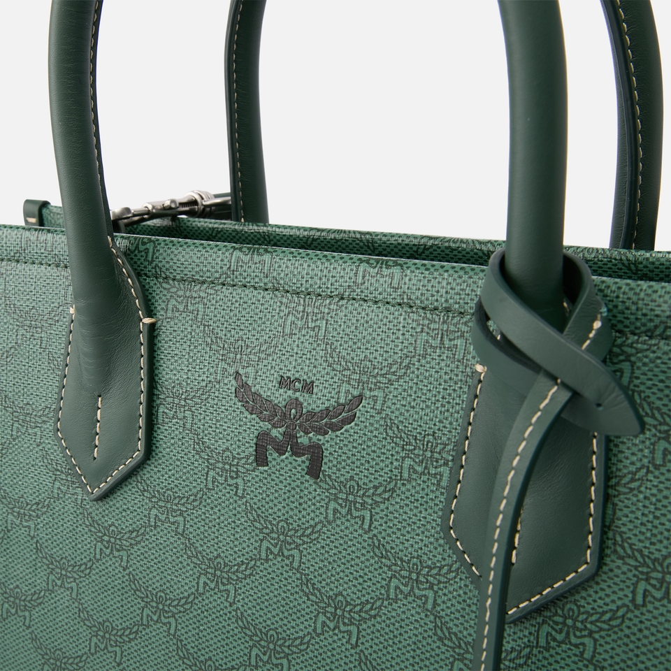 MCM Himmel Canvas-Coated Leather Medium Tote Bag