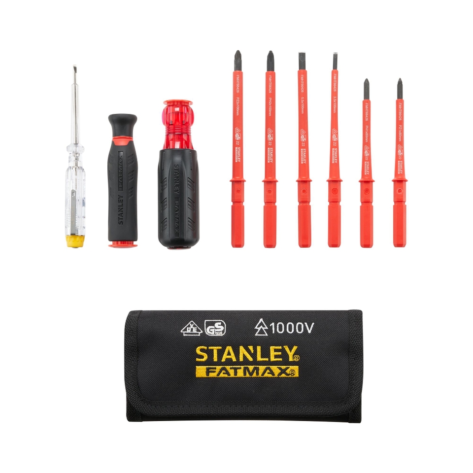 STANLEY FATMAX VDE Multi-Bit Screwdrivers In Pouch - Set of 10 Pieces