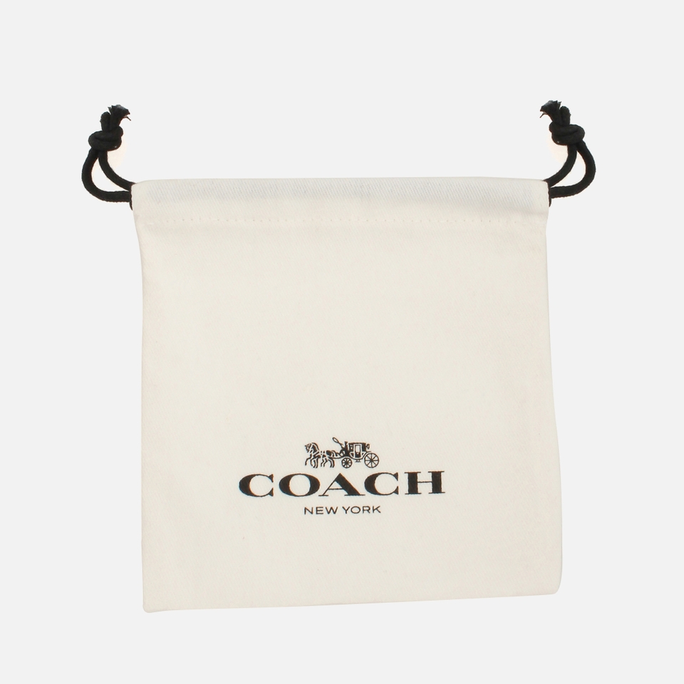 Coach Logo Rhodium-Plated Round Stud Earrings