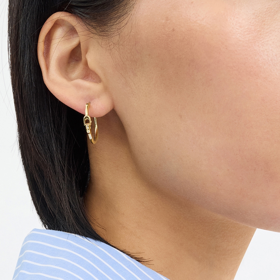 Coach Interlock C Gold-Tone Small Hoop Earrings