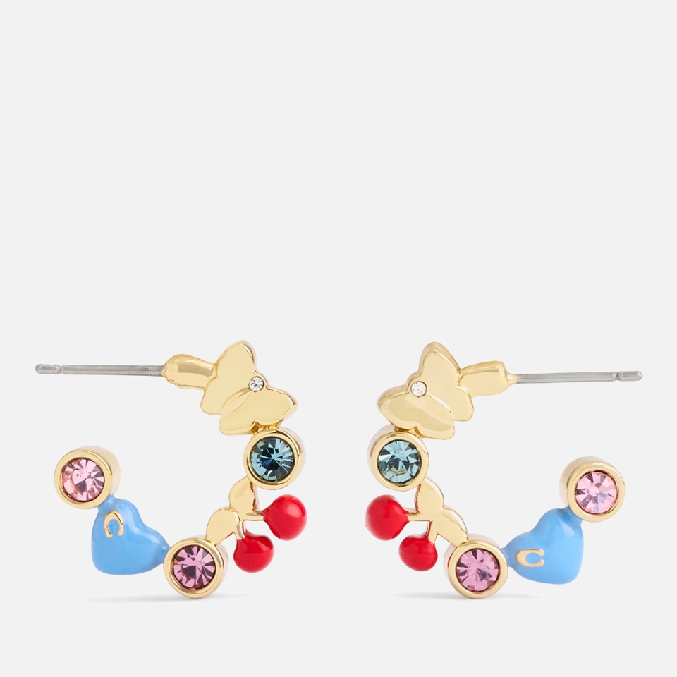 Coach Multi Charm Huggi Gold-Tone Earrings
