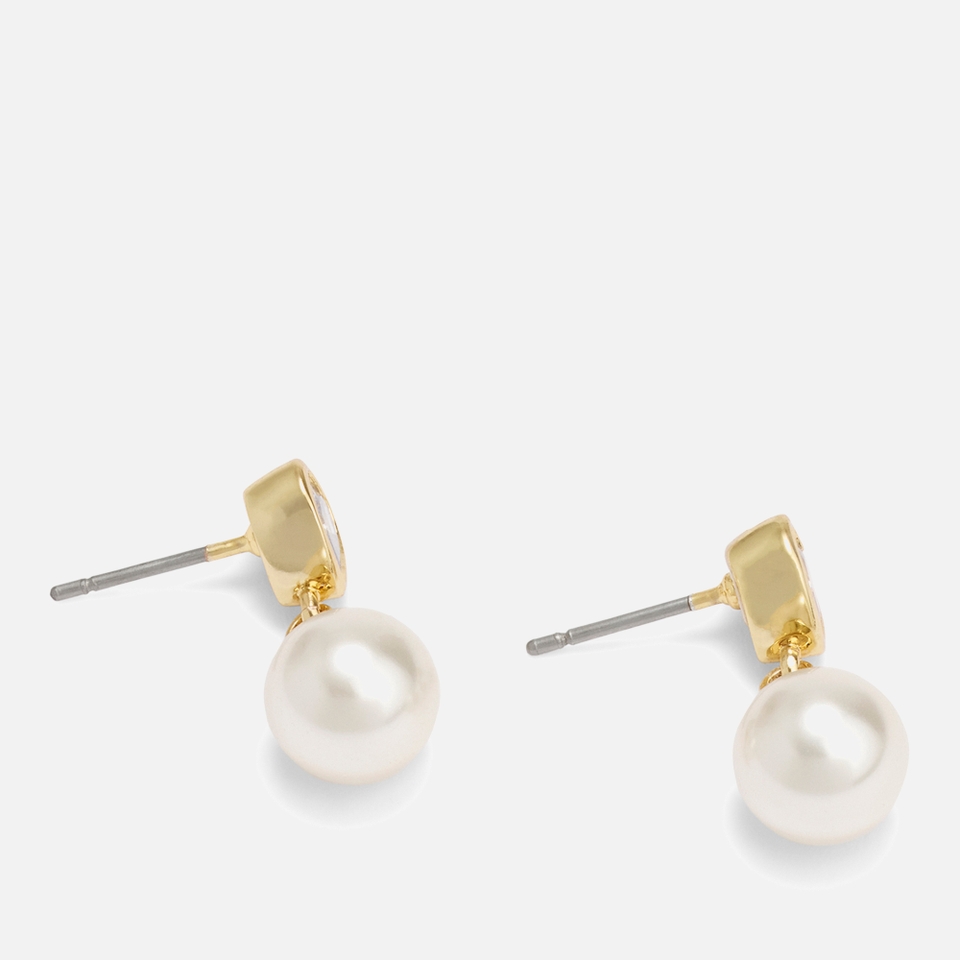 Coach Heart Pearl Drop Gold-Toned Earrings