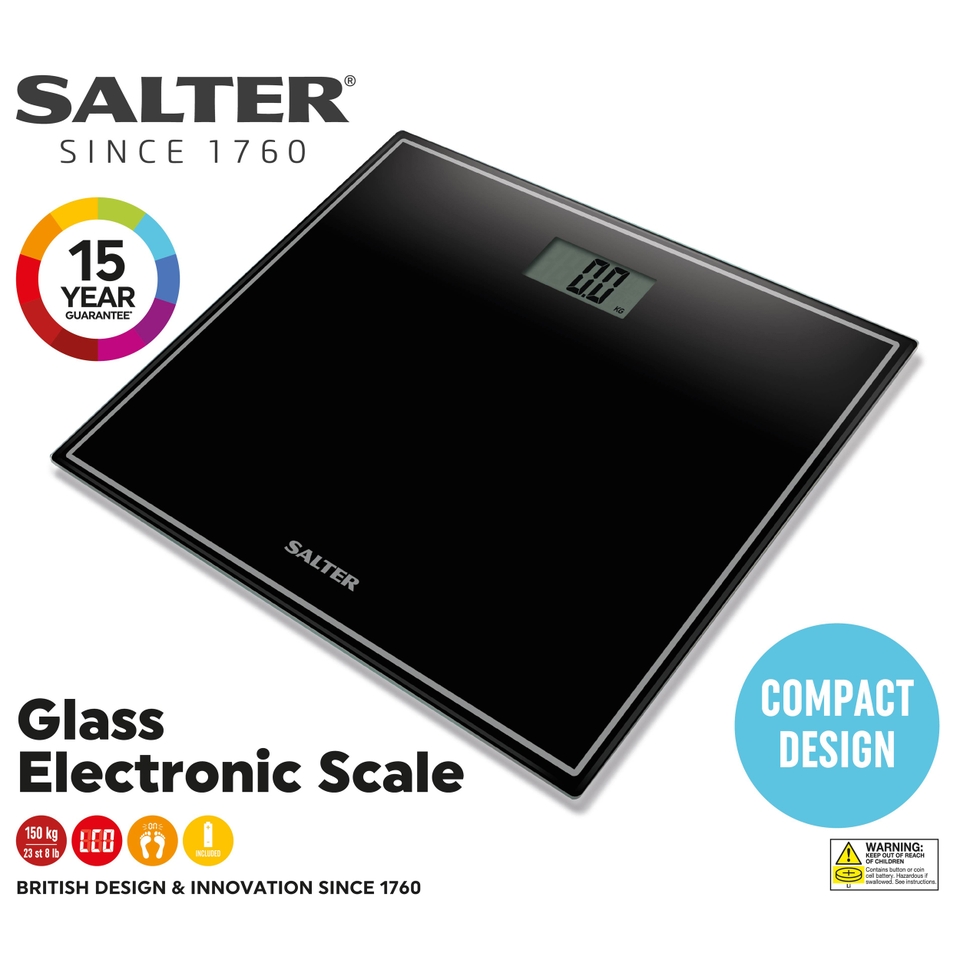Salter 9207 BK3R Digital Bathroom Scales Black Homebase