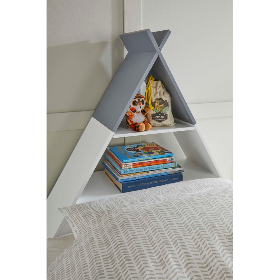 Tipi Cabin Bed with Headboard Storage - White and Green