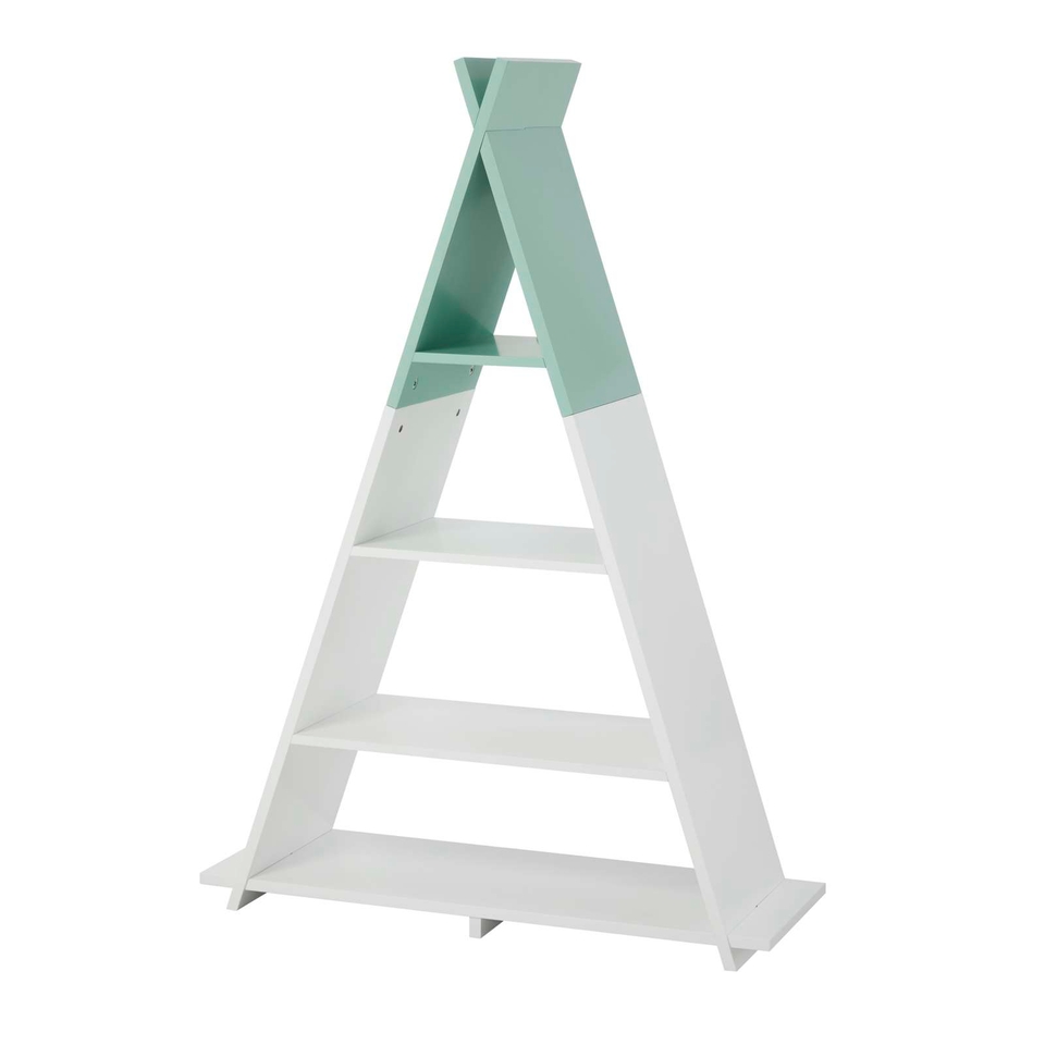 Tipi 4 Tier Freestanding Floor Shelving Unit - White and Green