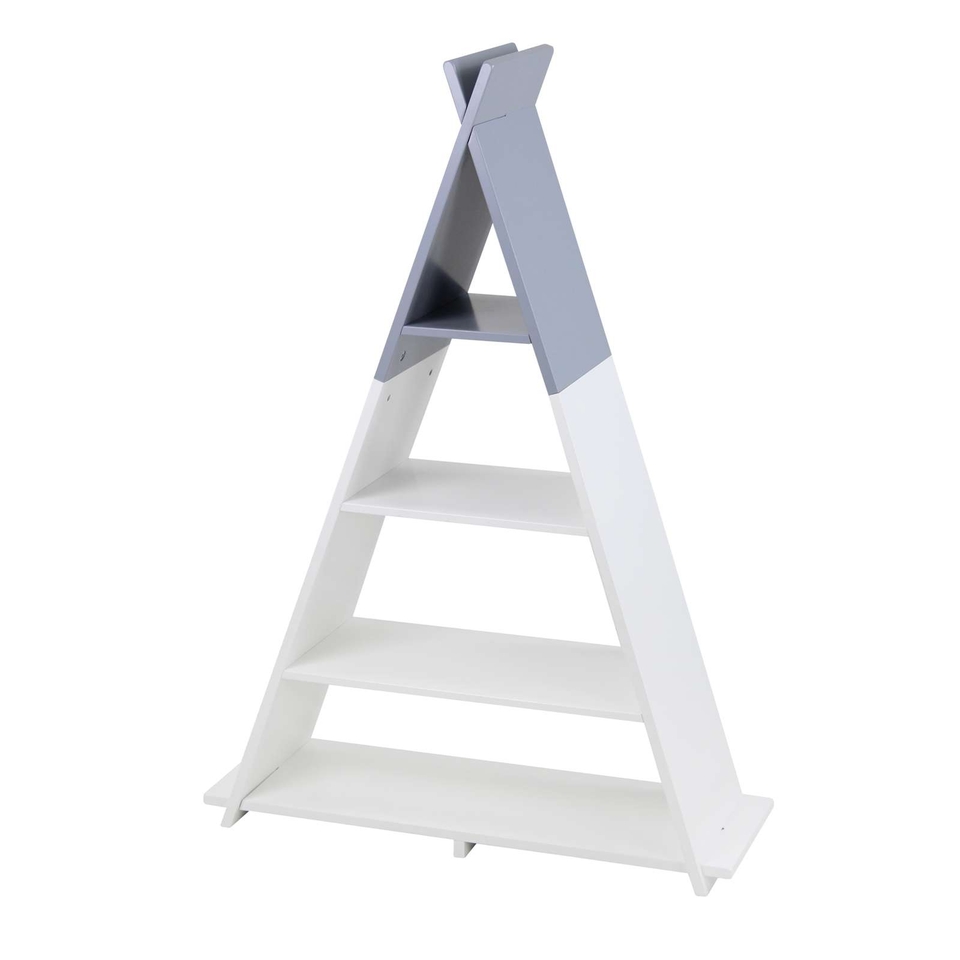 Tipi 4 Tier Freestanding Floor Shelving Unit - White and Grey