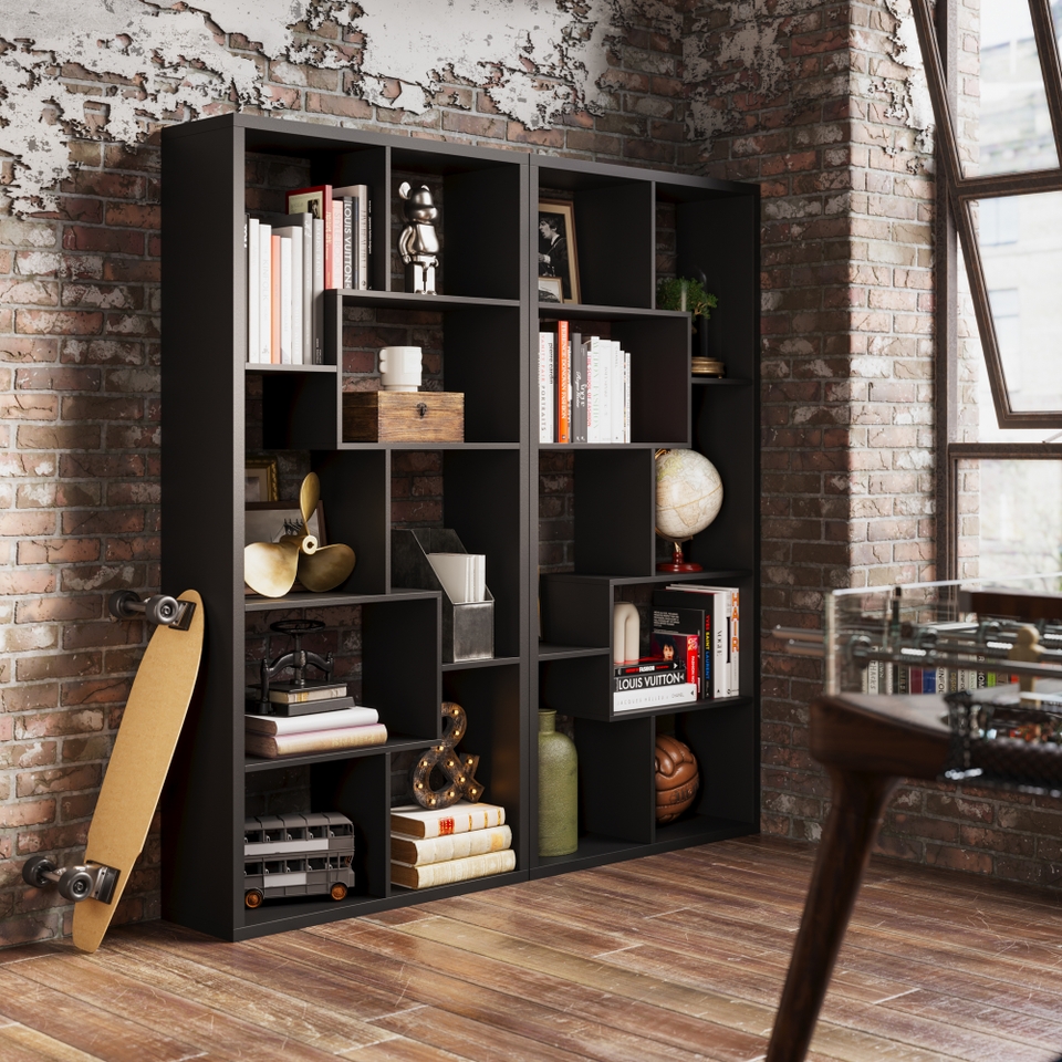 Quebec Wooden Shelving Unit Black Homebase