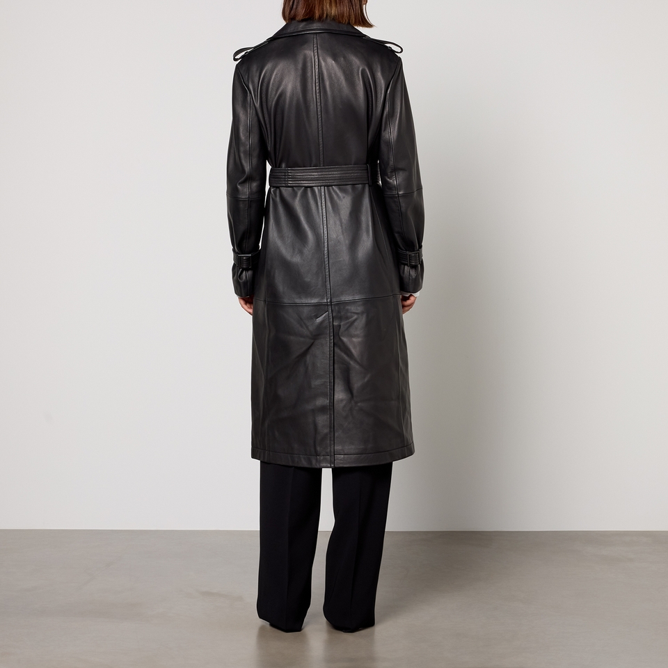 レザージャケット・コート Max Mara Studio TOLMIN - Nappa leather jacket with belt Max Mara Studio Jacket with belt in Bordeaux nappa leather
