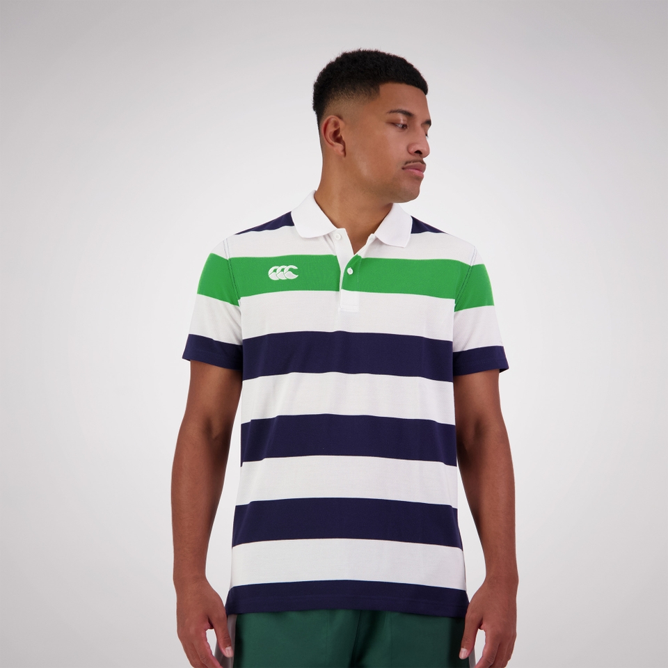MENS ENGINEERED STRIPE POLO PEACOAT