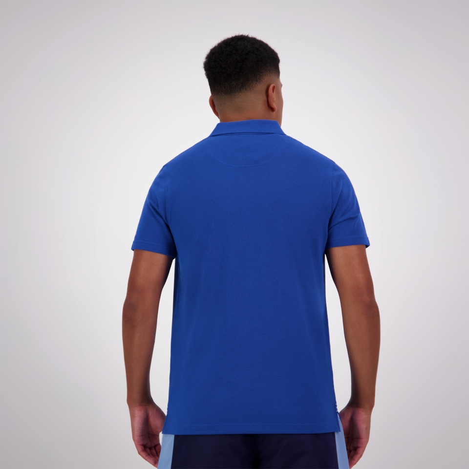 MENS CHEST STRIPE POLO BLUE