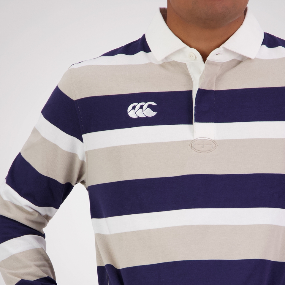 Canterbury of New Zealand M YARN DYE STRIPE LS RUGBY SILVER LINING