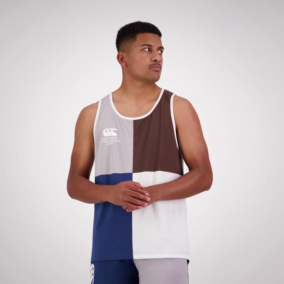 Canterbury of New Zealand M HARLEQUIN BLOCK SINGLET MULTI