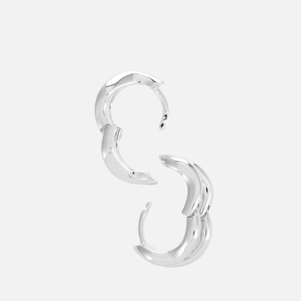 Astrid & Miyu Molten Sterling Silver Duo Huggie Earrings