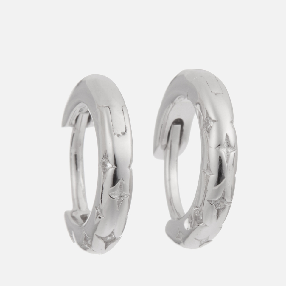 Astrid & Miyu Cosmic Star Sterling Silver Huggie Earrings