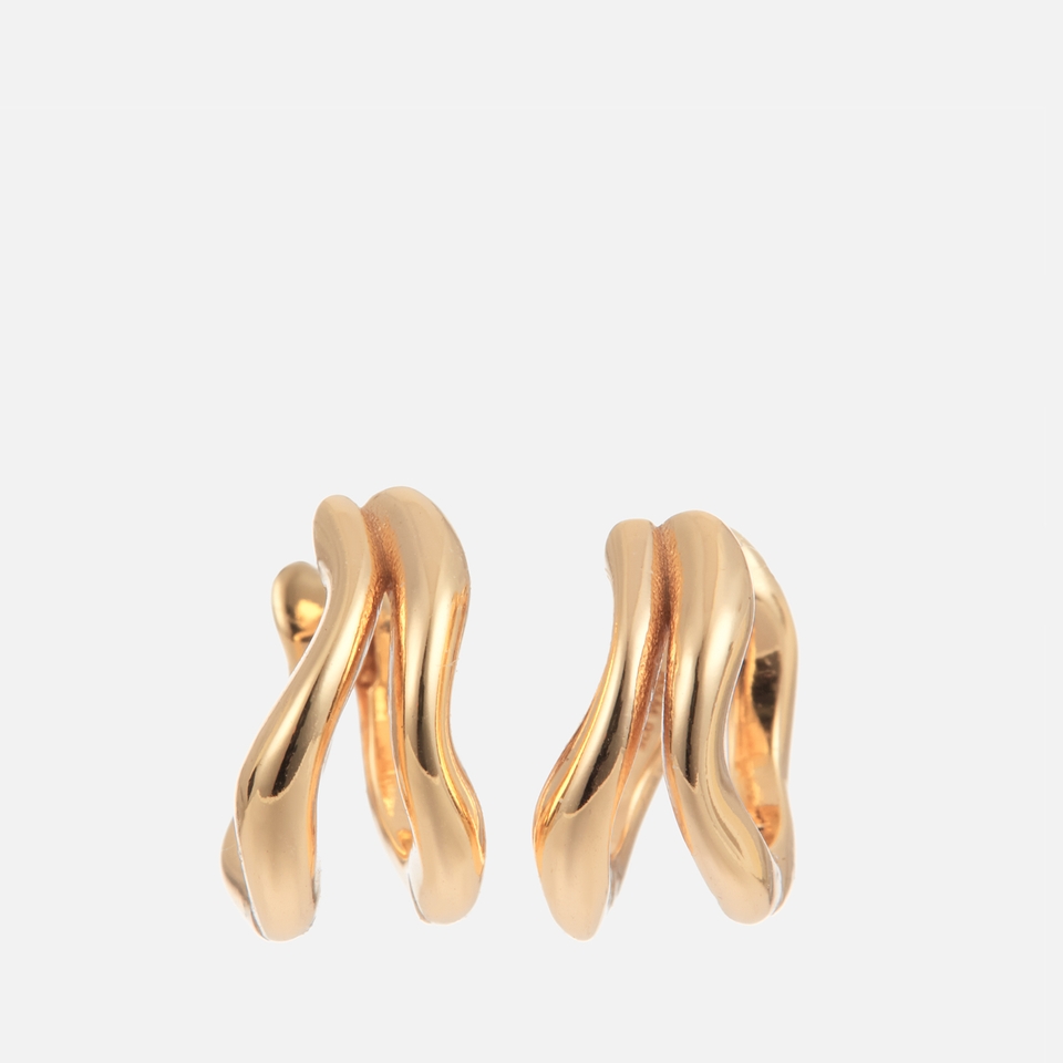 Astrid & Miyu Molten Gold-Plated Duo Huggie Earrings