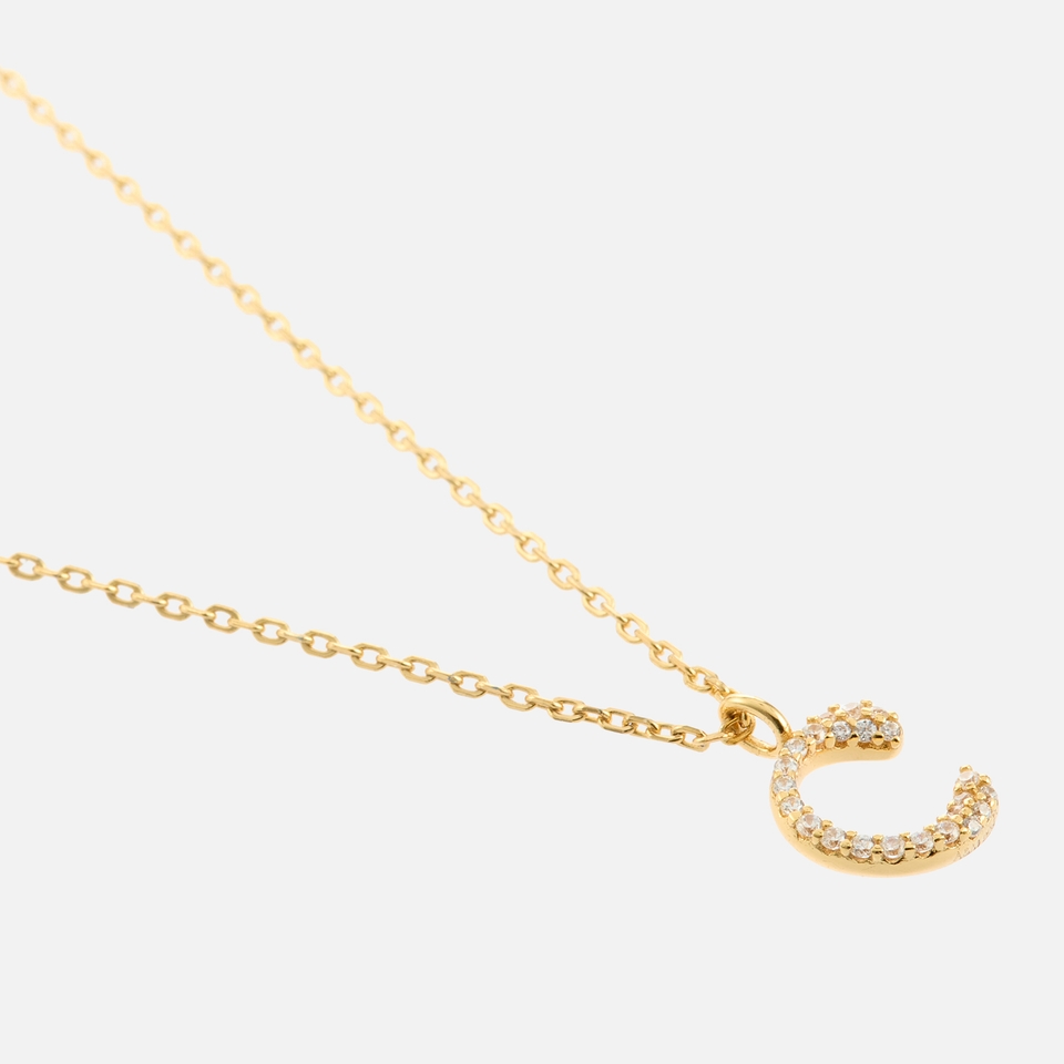 Astrid & Miyu Initial Pavé 18K Gold-Plated Necklace