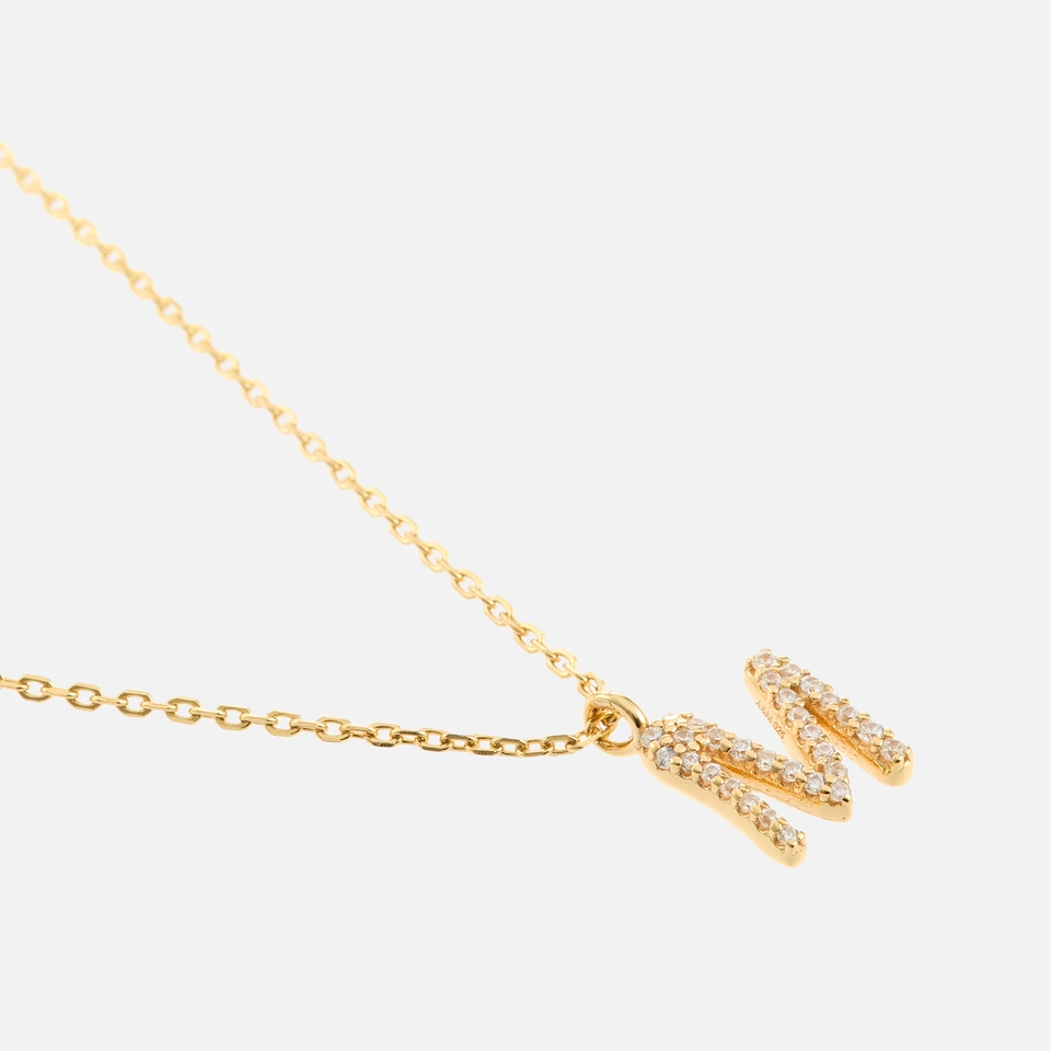 Astrid & Miyu Initial Pavé 18K Gold-Plated Necklace