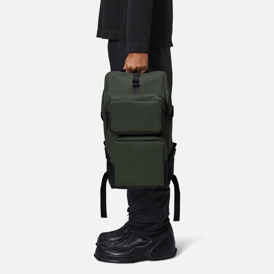 RAINS Trail Coated Matte-Shell Cargo Backpack
