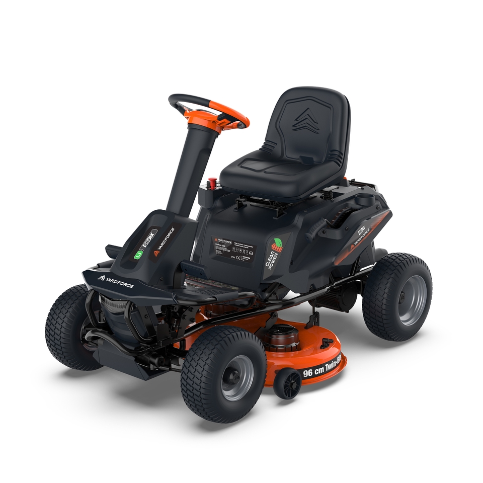 Yard Force ProRider E559 BatteryPowered Electric Rideon Lawnmower Homebase