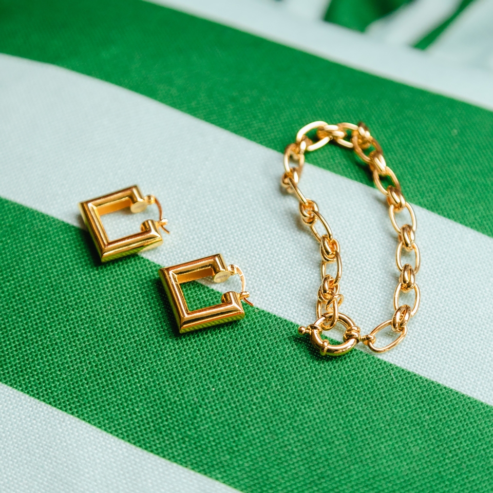 Daisy London X Polly Sayer Gold-Plated Chubby Square Earrings