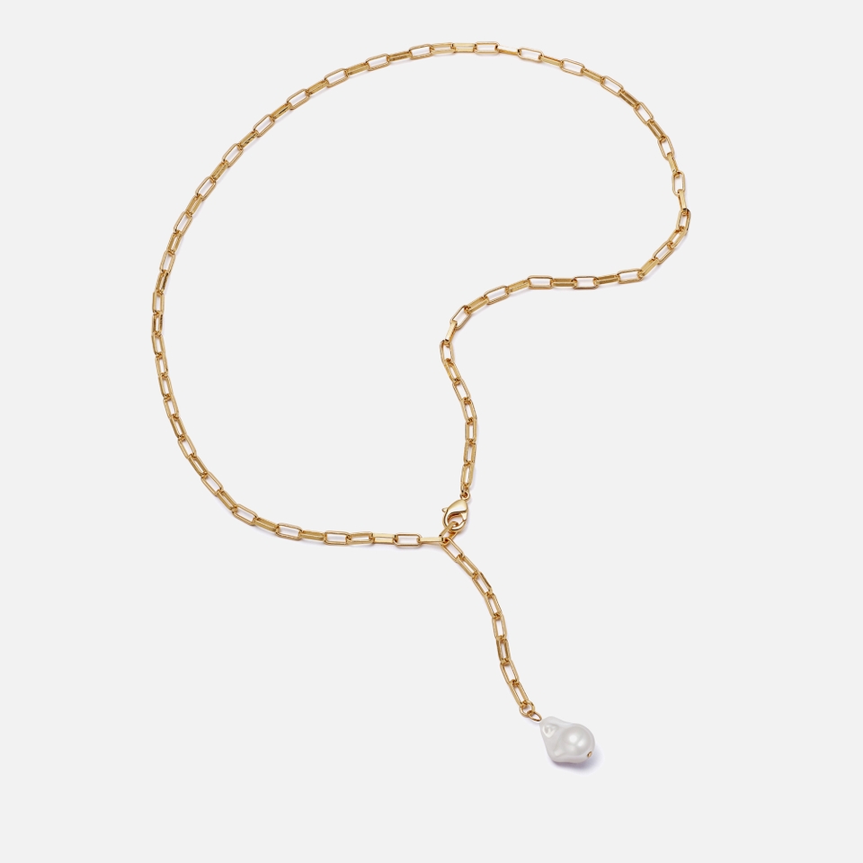 Daisy London X Polly Sayer Baroque Pearl Chain Necklace - Gold