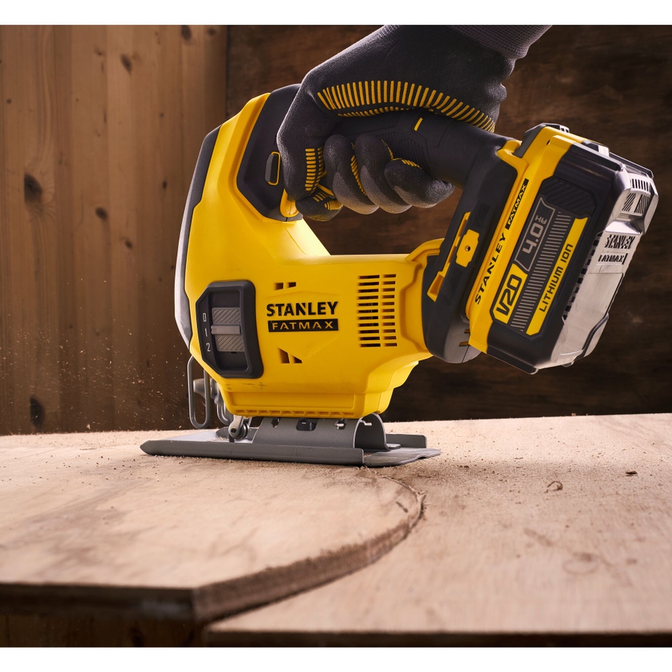 STANLEY FATMAX V20 18V Cordless Jigsaw with 1 x 4.0Ah Lithium Ion Battery and Kit Box Homebase