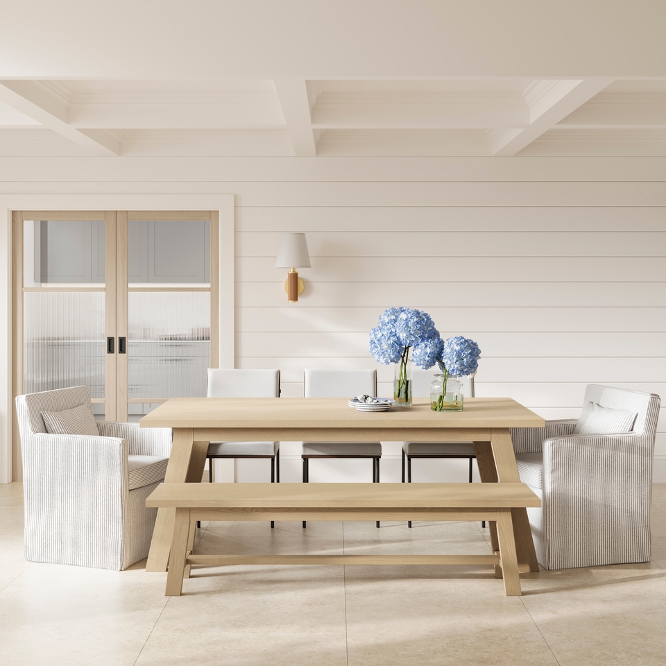 4 Seater Drift Wooden Bench Latte Homebase