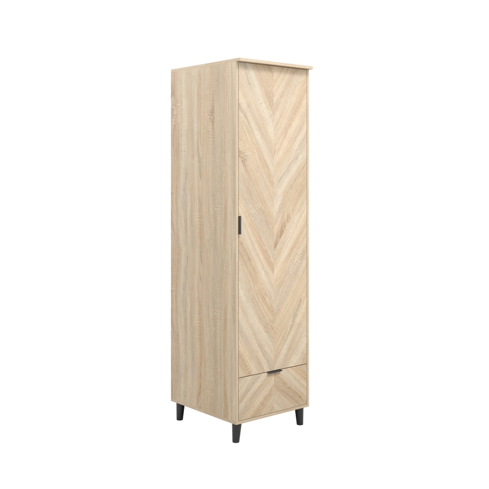 Stockholm Chevron 1 Door Wooden Wardrobe - Sonoma Oak