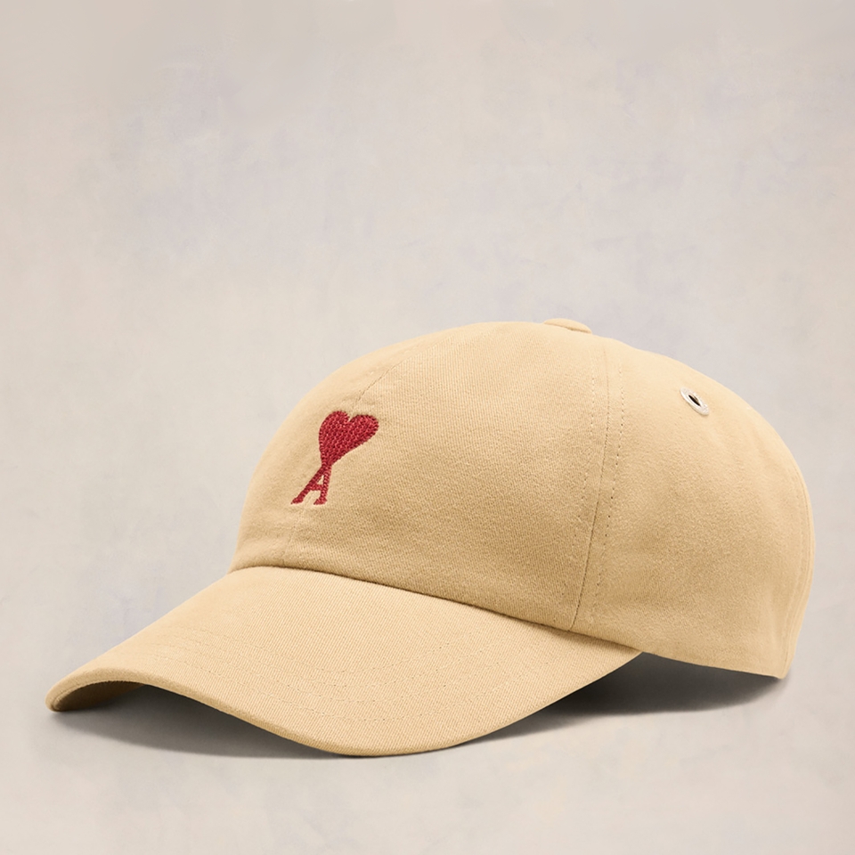 AMI Paris Red ADC Embroidery Denim Cap Bleach Indigo | Cultizm