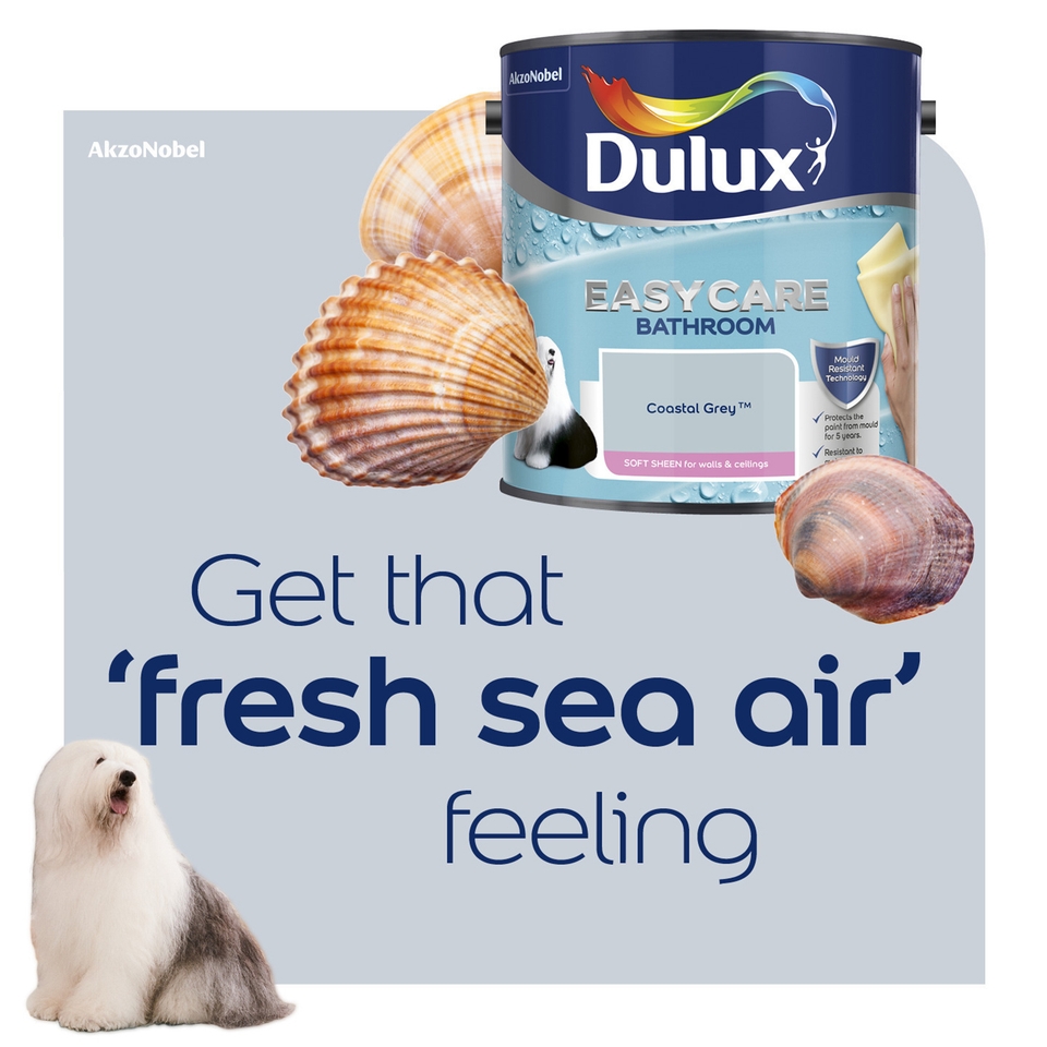 Dulux Easycare Bathroom Soft Sheen Paint Coastal Grey - 2.5L | Homebase