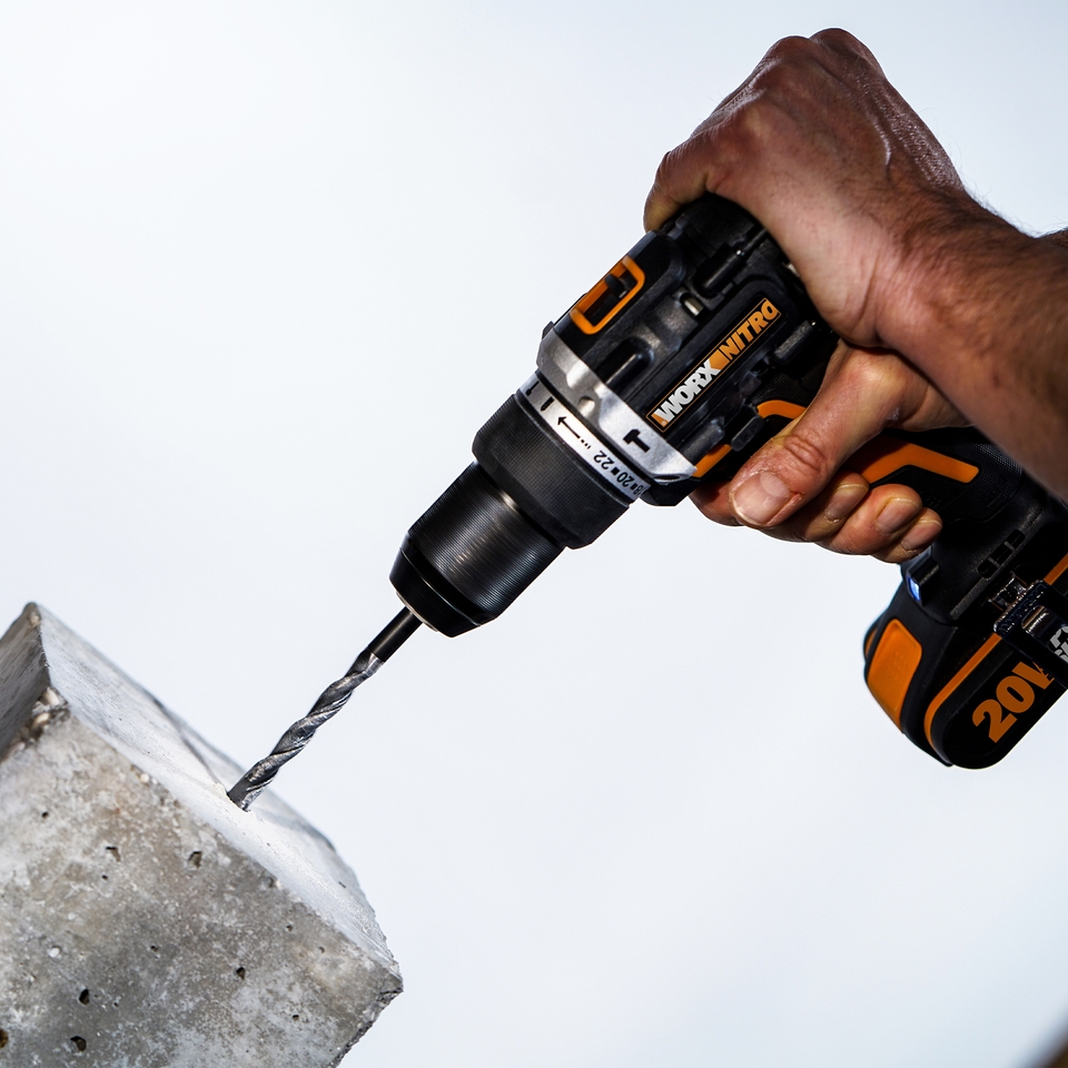Worx WX352.4 20v Cordless Brushless Combi Drill with x2 2.0Ah Batteries & 75 Piece Accessory Pack